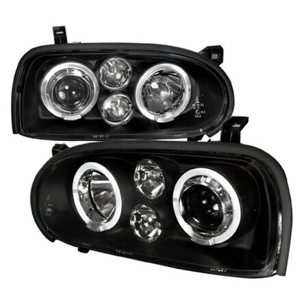 Overtime Halo Projector Headlight for 93 to 98 Volkswagen Golf- Black OV3197491